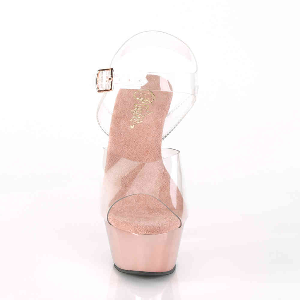 Pleaser - KISS-208 Sandale à bride à la cheville - Rose/Transparent